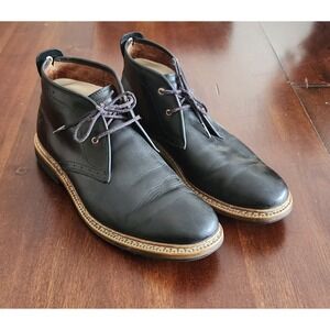 Timberland Chukka Boots Black Leather Lace Up‎ Ankle Casual Dress Shoes size 9.5
